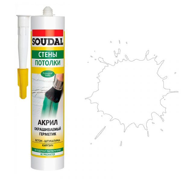 Soudal Acryl акриловый окрашиваемый герметик белый (280 мл) 1 Soudal Acryl акриловый окрашиваемый герметик белый (280 мл)