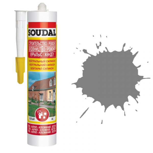 Soudal нейтральный силиконовый герметик серый (280 мл)