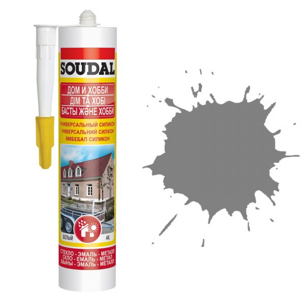 Soudal универсальный силиконовый герметик серый (280 мл)