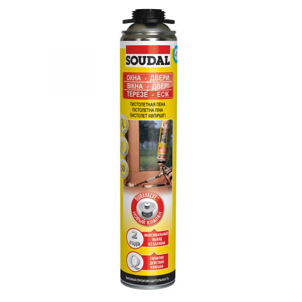 Soudal Желтая пистолетная пена 50 (750 мл) 1 Soudal Желтая пистолетная пена 50 (750 мл)