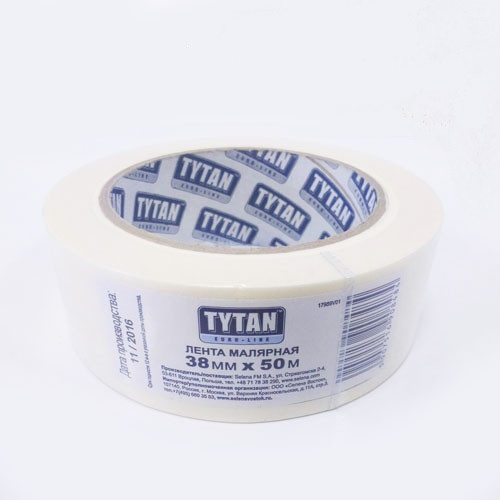 Лента TYTAN Euro-line Малярная белая (25ммх50м) 1 Лента TYTAN Euro-line Малярная лента белая (48ммх50м)