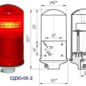 Заградительный огонь малой интенсивности СДЗО-05-2>32cd тип «Б»  30-265V AC/DC IP54  Источник света: