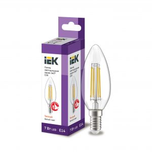 Лампа светодиодная C35 свеча прозрачная 7Вт 230В 3000К E14 серия 360° IEK