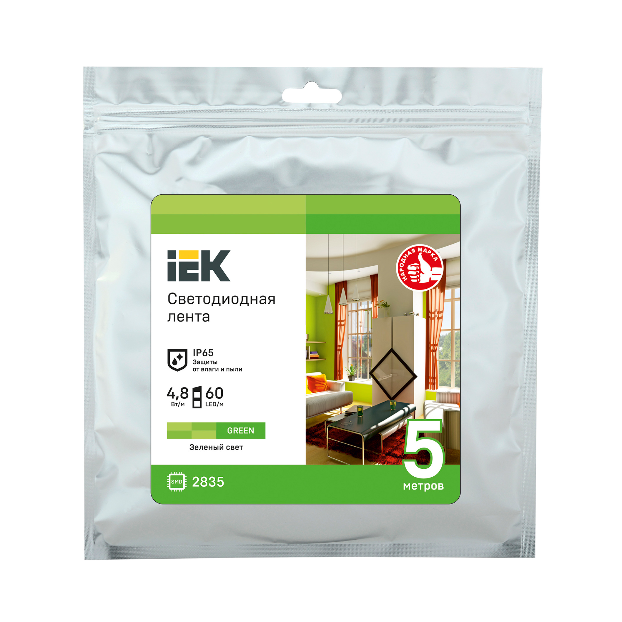 Лента светодиодная 5м LSR-2835G60-4,8-IP65-12В IEK
