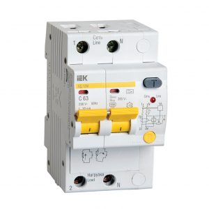 Дифференциальный автоматический выключатель АД12М 2Р С63 30мА IEK