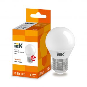 Лампа светодиодная G45 шар 3Вт 230В 3000К E27 IEK