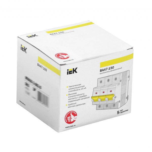 Выключатель автоматический ВА47-150 3Р 63А 15кА D IEK