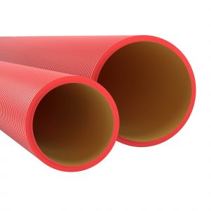 Двустенная труба ПНД жесткая для кабельной канализации d 160мм SN6 750Н 6м красный