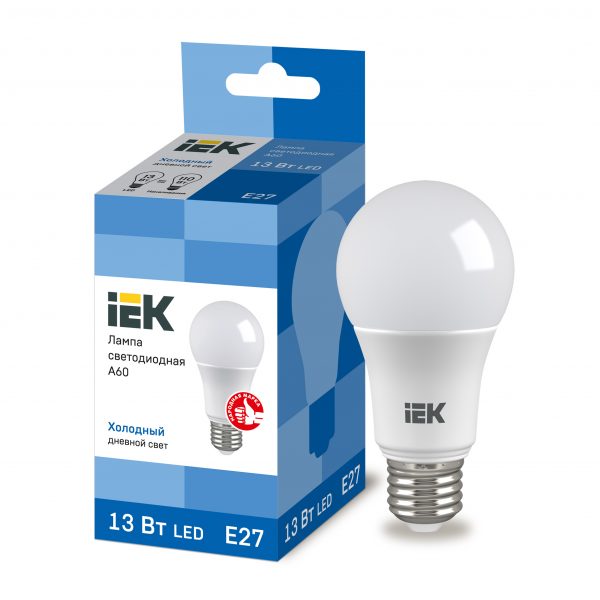 Лампа светодиодная A60 шар 13Вт 230В 6500К E27 IEK