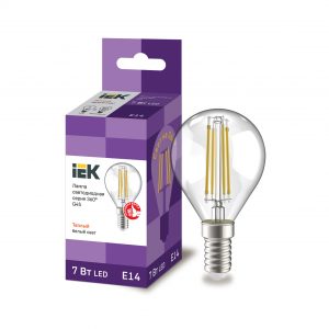 Лампа светодиодная G45 шар прозрачная 7Вт 230В 3000К E14 серия 360° IEK