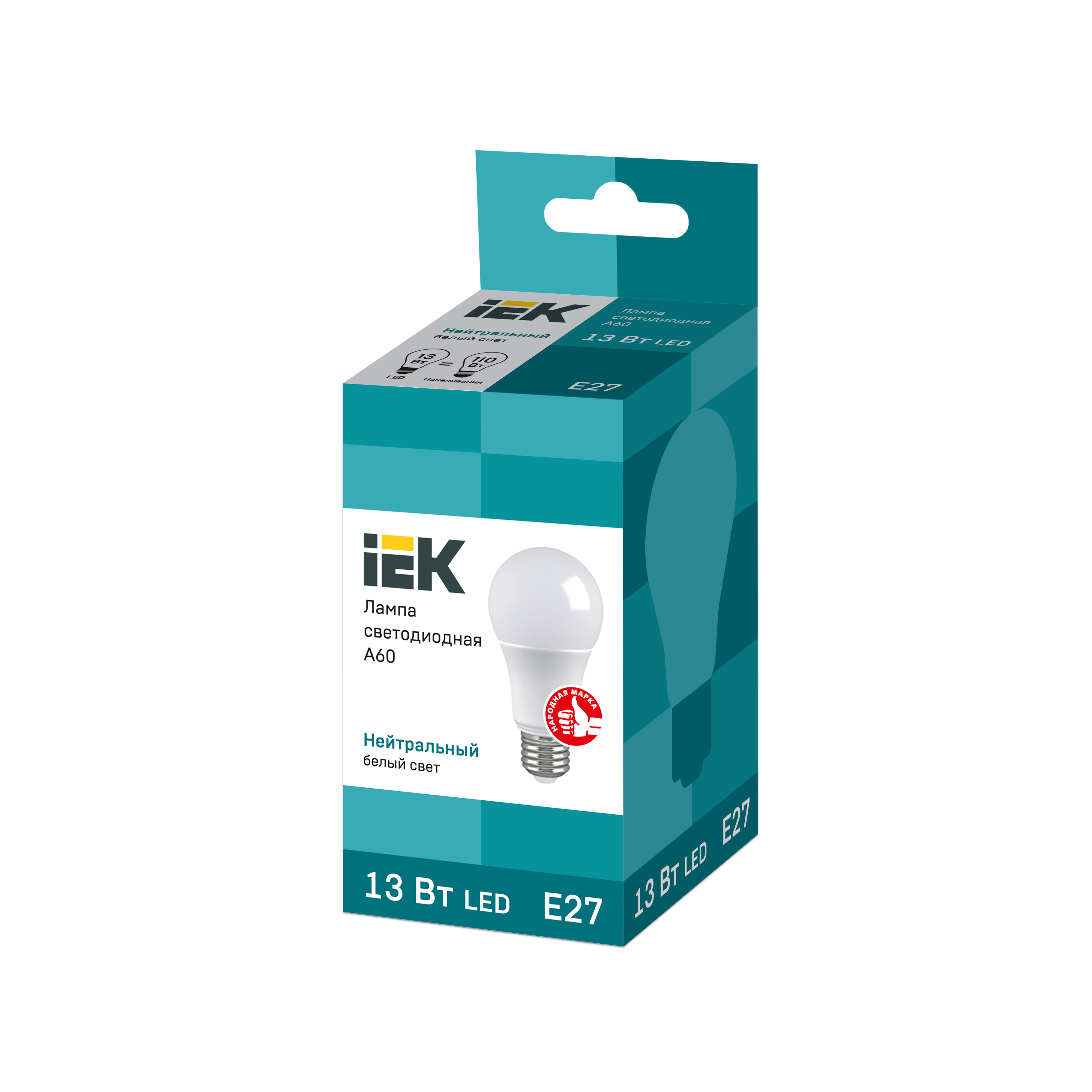 Лампа светодиодная A60 шар 13Вт 230В 4000К E27 IEK
