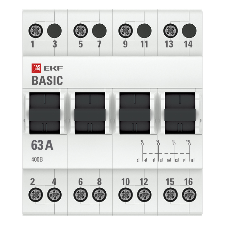 Трехпозиционный переключатель 4P 63А EKF Basic