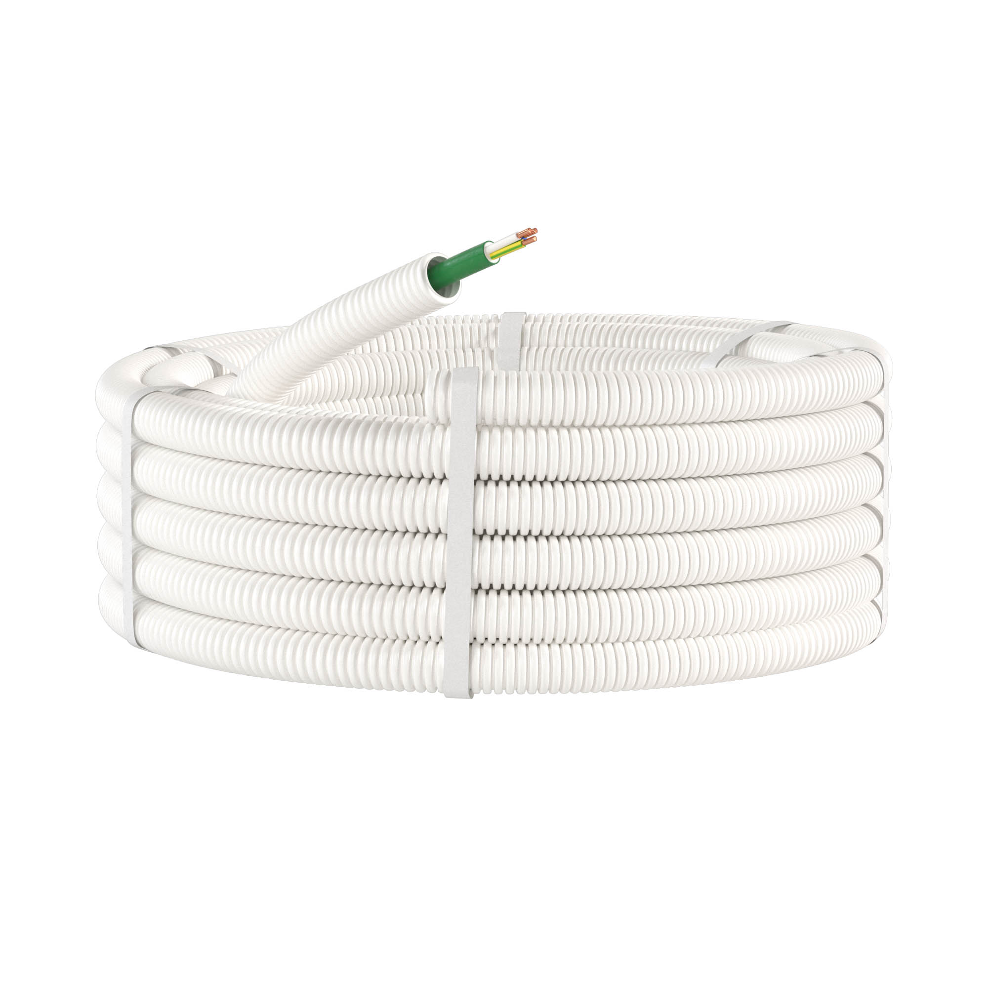 Электротруба ПЛЛ гибкая гофрированная не содержит галогенов d 20мм белый с кабелем ППГнг(А)-HF 3x1 5мм² РЭК "ГОСТ+" 50м