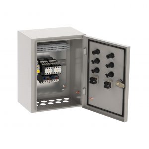 Ящик управления РУСМ5119-3074 нереверсивный 3 фидера автоматический выключатель на каждый фидер с переключателем на автоматический режим 10А IP54 IEK