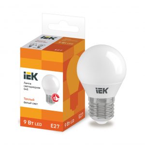 Лампа светодиодная G45 шар 9Вт 230В 3000К E27 IEK