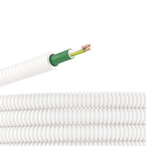 Электротруба ПЛЛ гибкая гофрированная не содержит галогенов d 20мм белый с кабелем ППГнг(А)-HF 3x1 5мм² РЭК "ГОСТ+" 50м