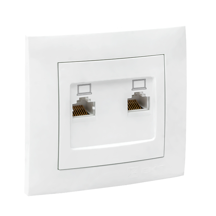 Валенсия розетка компьютерная RJ-45 2-местная белая EKF PROxima
