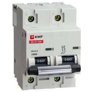 Автоматический выключатель ВА 47-100, 2P 16А (D) 10kA EKF