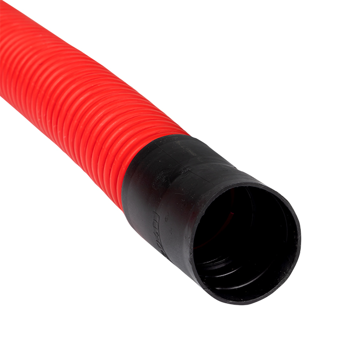 Труба гофрированная двустенная гибкая ПНД d 40 с зондом (50 м) красная, EKF