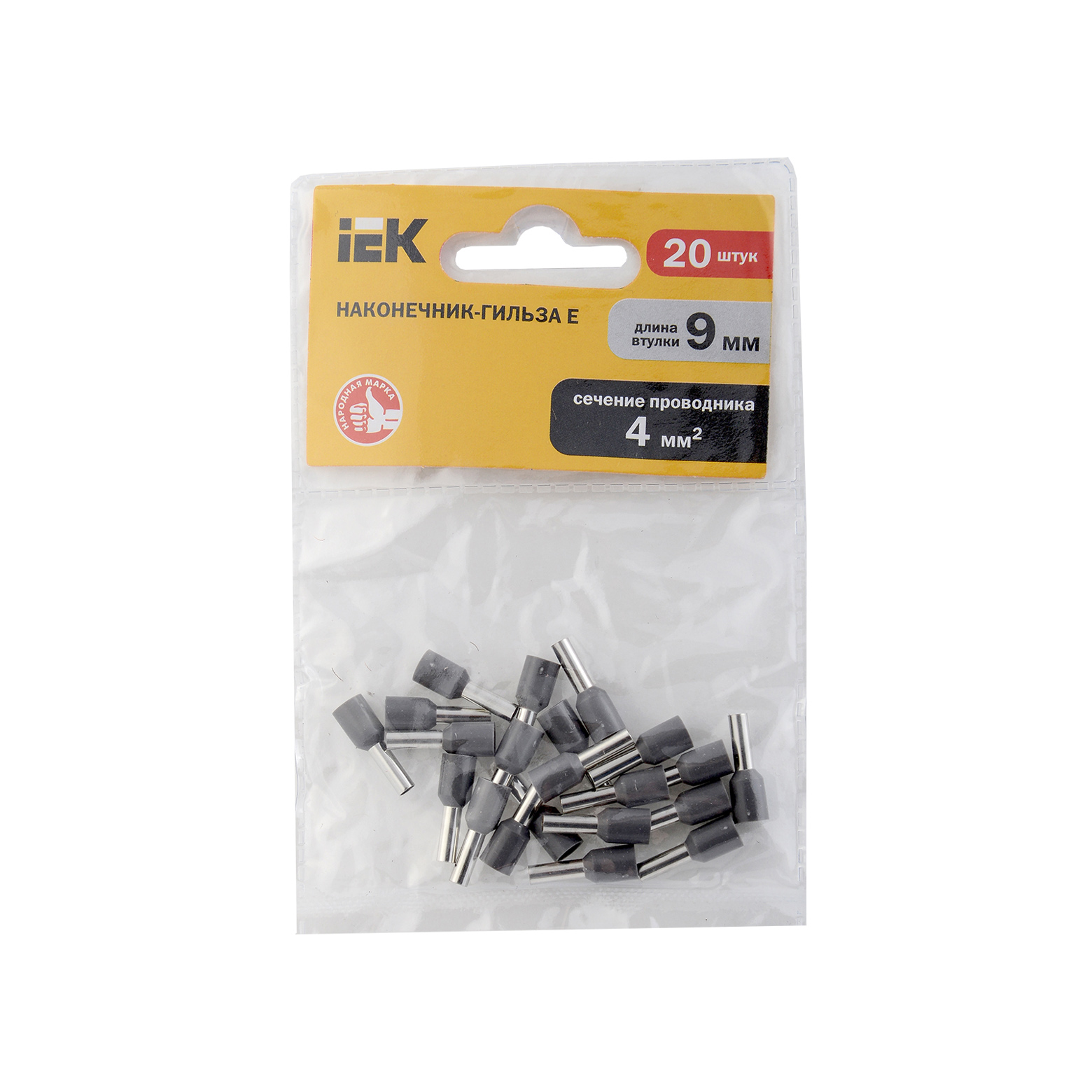 Наконечник-гильза Е4009 4мм2 (серый) (20шт) IEK
