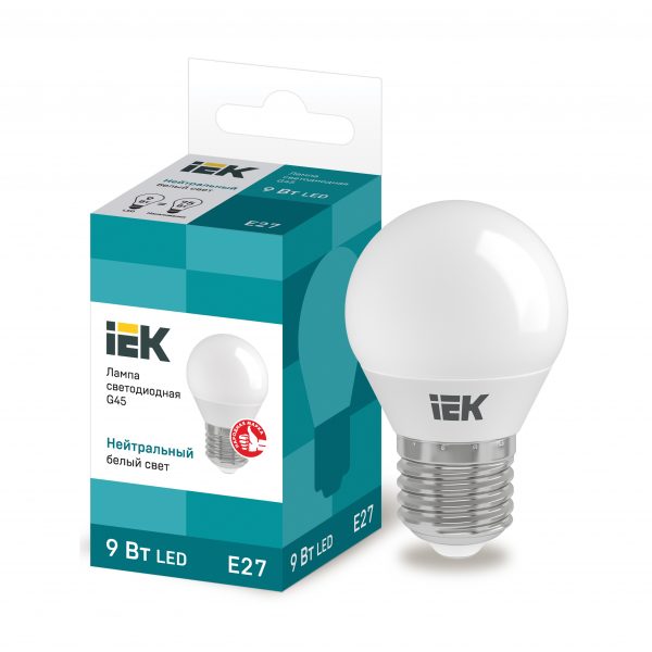 Лампа светодиодная G45 шар 9Вт 230В 4000К E27 IEK