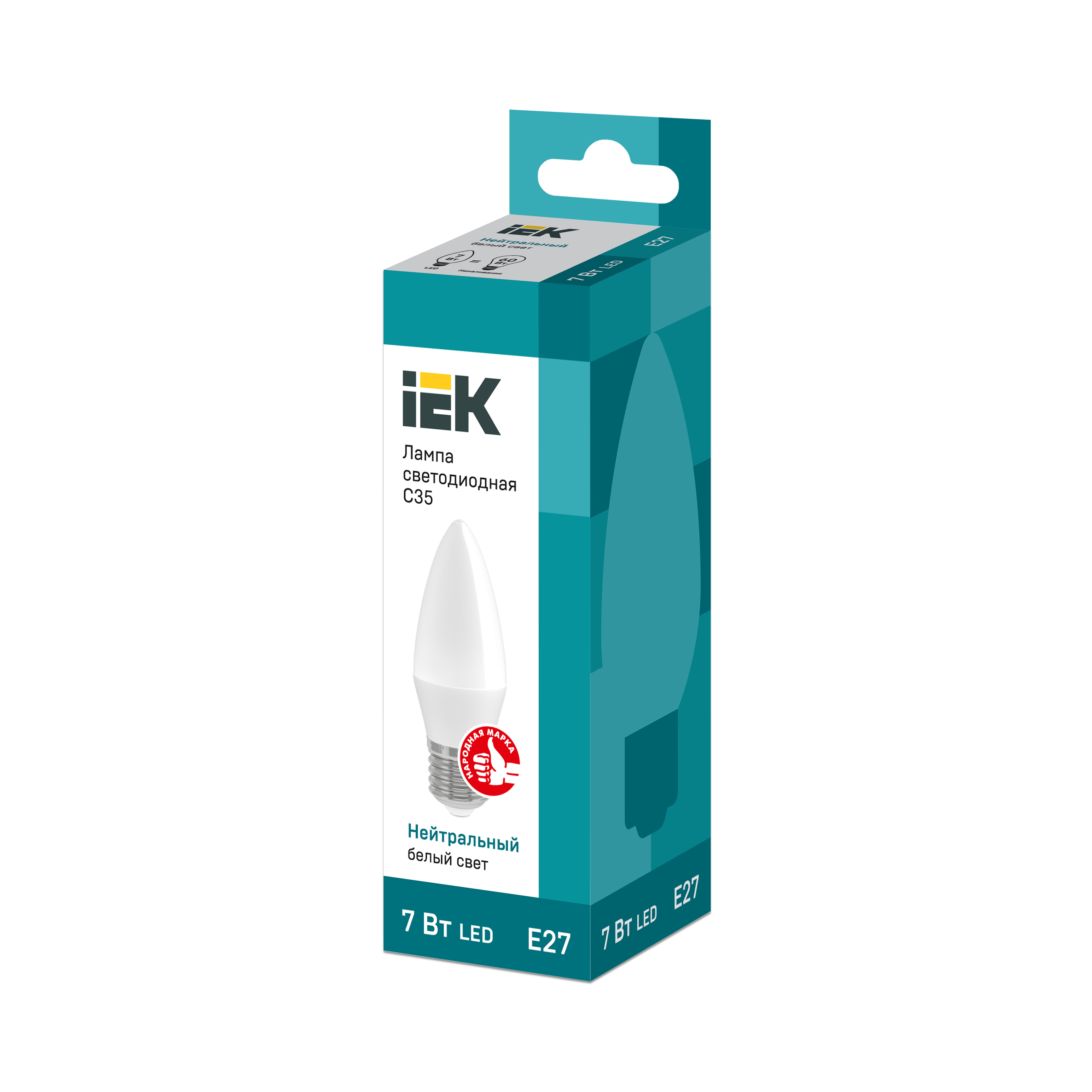 Лампа светодиодная C35 свеча 7Вт 230В 4000К E27 IEK