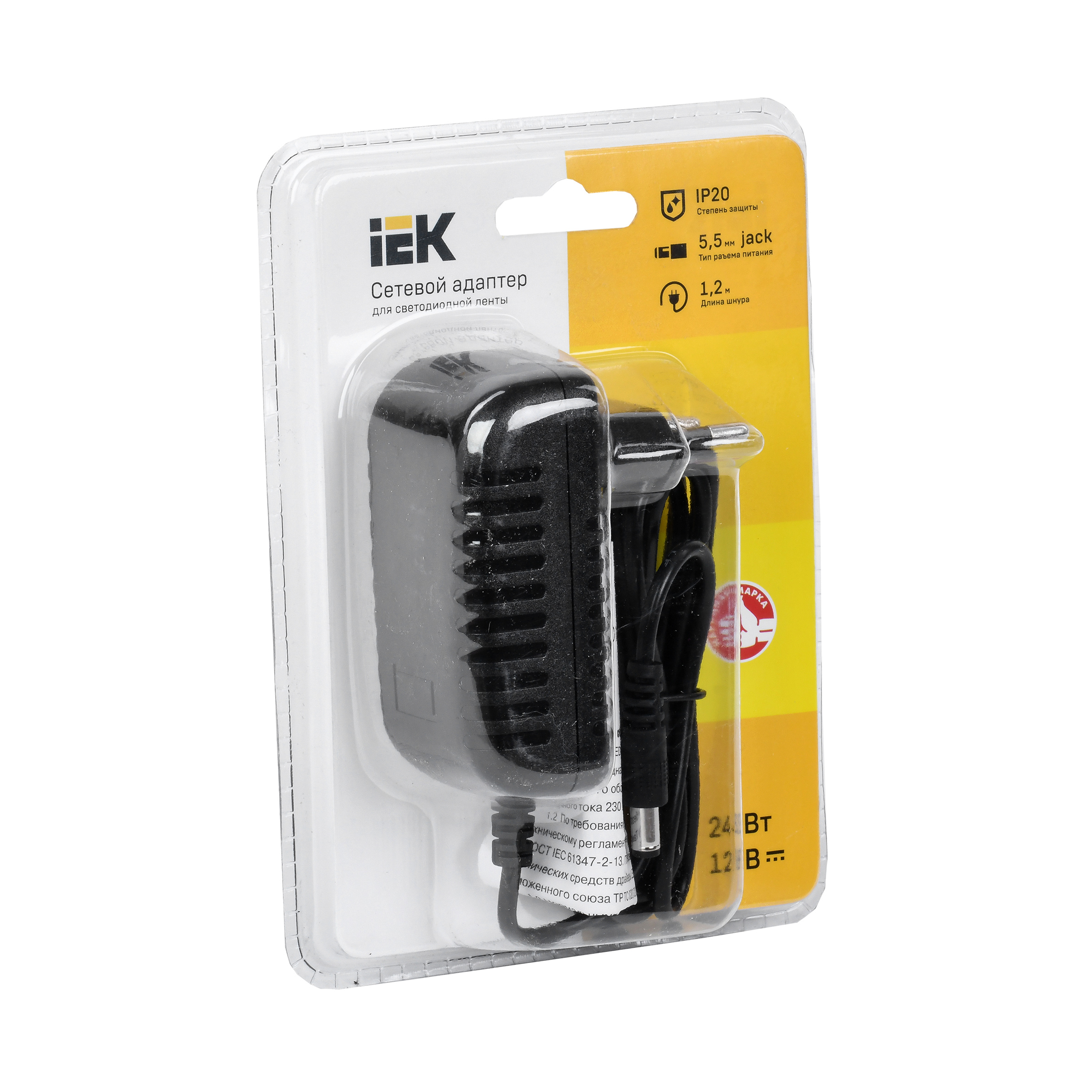 Драйвер LED ИПСН-ECO 24Вт 12В адаптер-Jack5,5 IP20 IEK