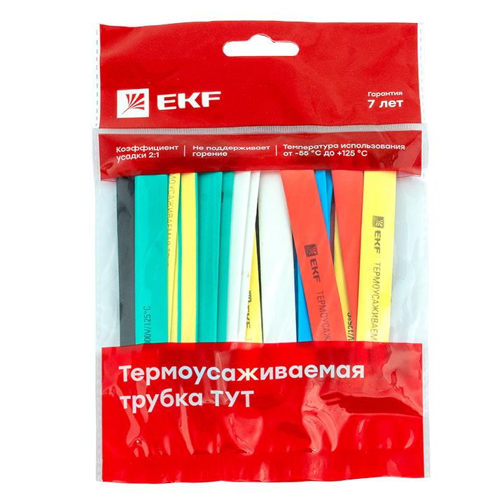 Термоусаживаемая трубка ТУТ нг 12/6 набор:7 цветов по 3шт. 100мм. EKF PROxima