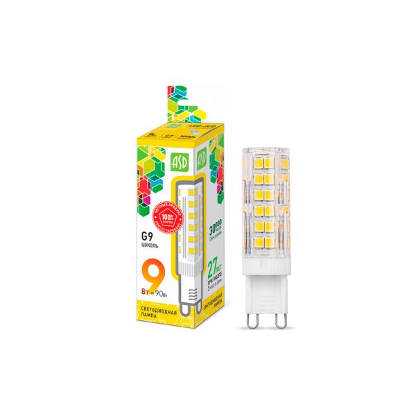 Лампа светодиодная LED-JCD-std 9Вт 230В G9 3000К 810Лм ASD 1 Лампа светодиодная LED-JCD-std 9Вт 230В G9 3000К 810Лм ASD