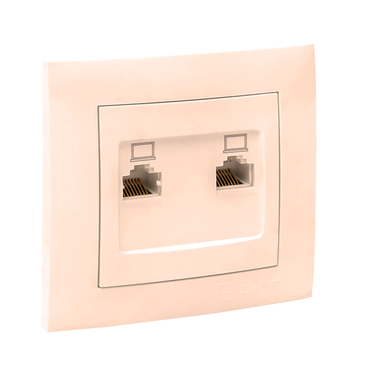 Валенсия розетка компьютерная RJ-45 2-местная кремовая EKF PROxima