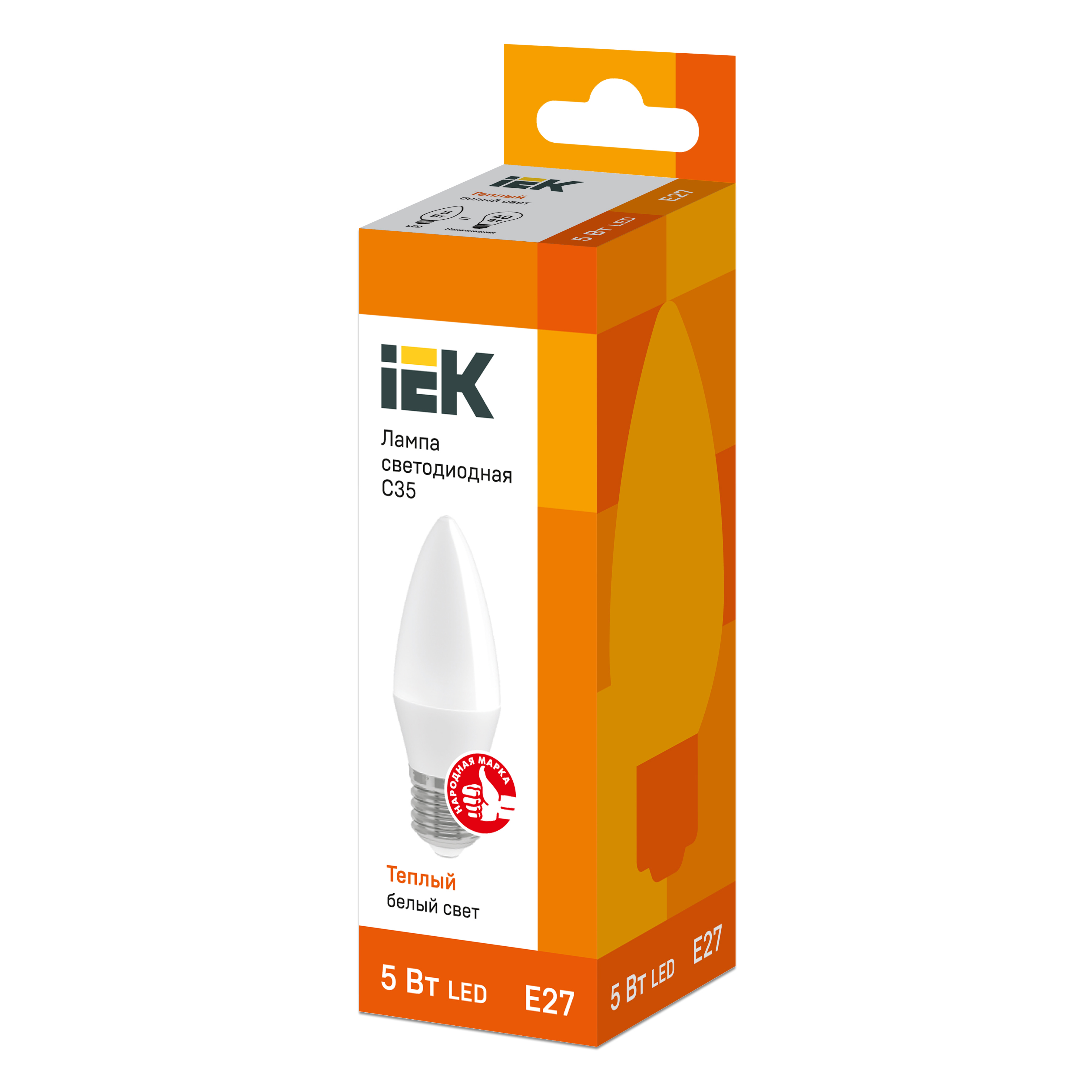 Лампа светодиодная C35 свеча 5Вт 230В 3000К E27 IEK