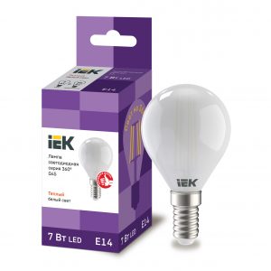 Лампа светодиодная G45 шар матовая 7Вт 230В 4000К E14 серия 360° IEK