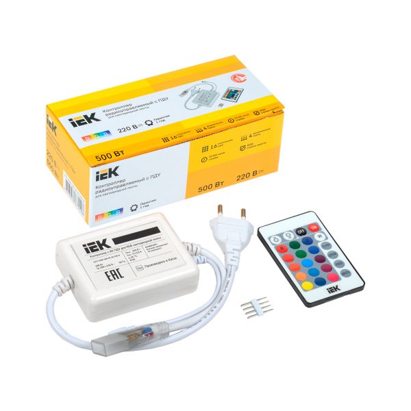 Контроллер с ПДУ ИК RGB 3 канала 220В 1А 500Вт IEK 1 Контроллер с ПДУ ИК RGB 3 канала 220В 1А 500Вт IEK