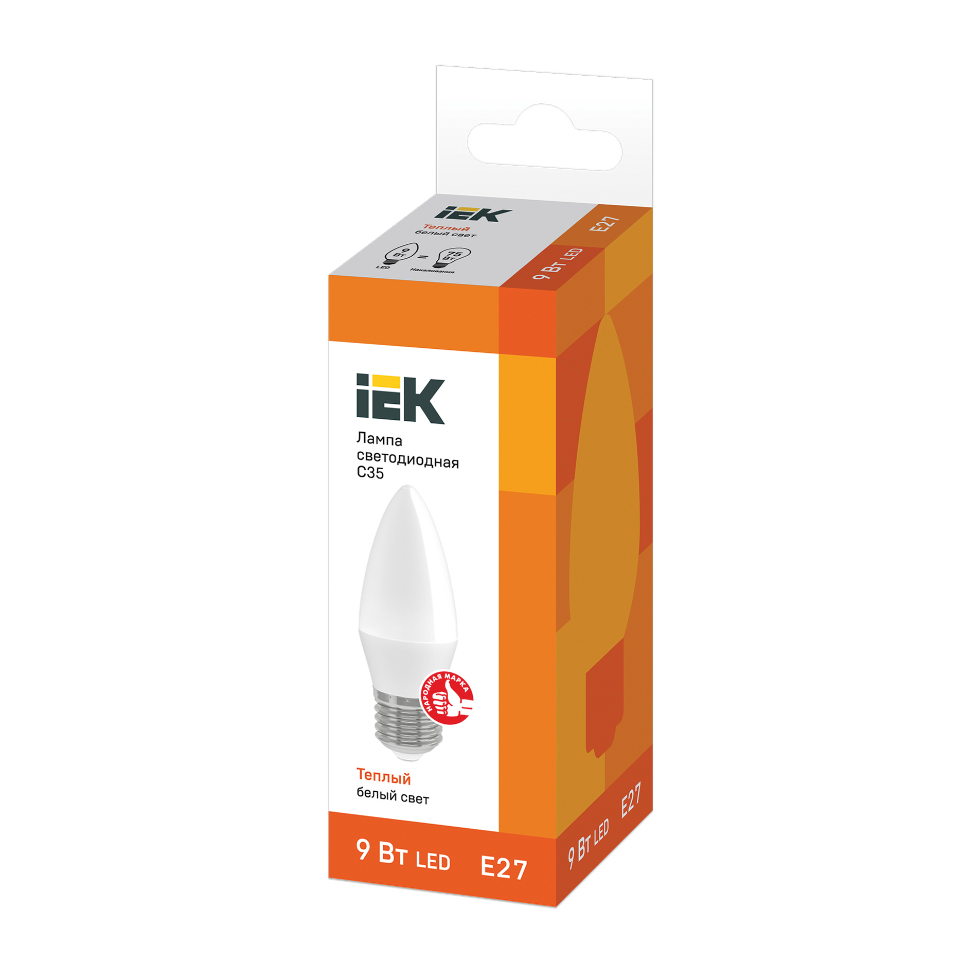Лампа светодиодная C35 свеча 9Вт 230В 3000К E27 IEK