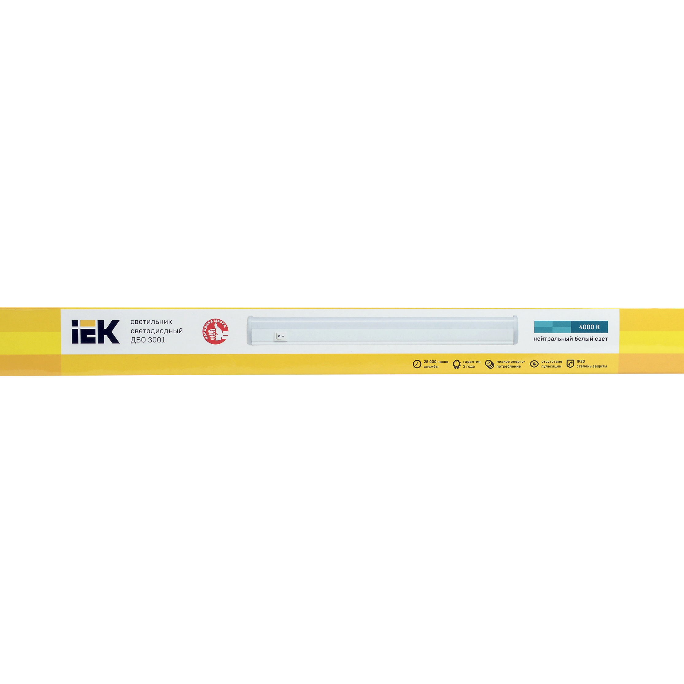 Светильник светодиодный линейный ДБО 3001 4Вт 4000K IP20 311мм пластик IEK
