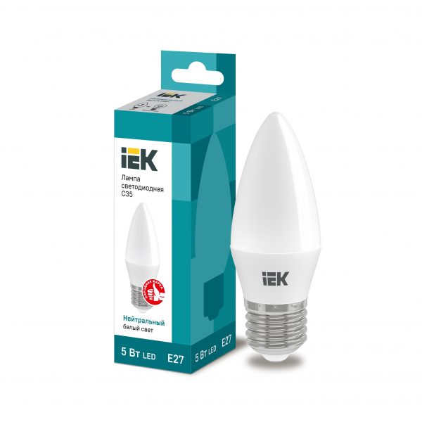 Лампа светодиодная C35 свеча 5Вт 230В 4000К E27 IEK