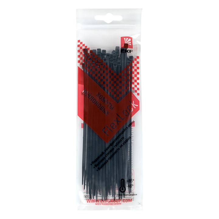 Хомут P6.6 стандартный (ч), 2.5x150 (50шт) FlexLock PROxima