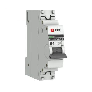 Автоматический выключатель 1P  4А (В) 4,5kA ВА 47-63 EKF PROxima