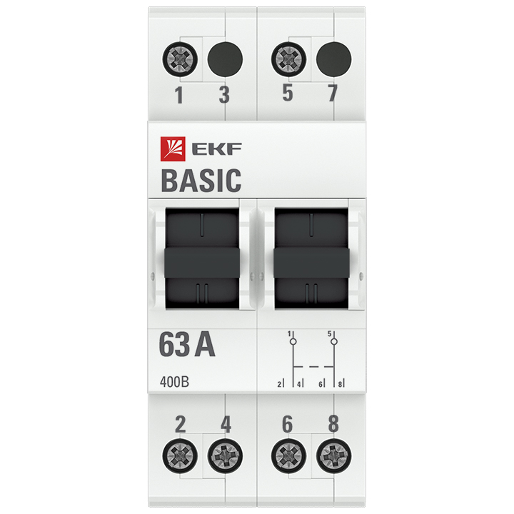 Трехпозиционный переключатель 2P 63А EKF Basic