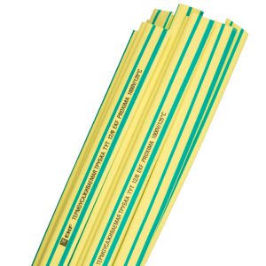 Термоусаживаемая трубка ТУТ нг 12/6 желто-зеленая в отрезках по 1м EKF PROxima
