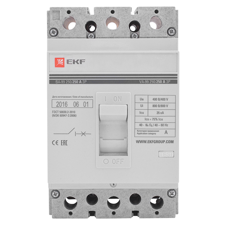 Автоматический выключатель ВА-99  250/100А 3P 35кА без коннекторов EKF PROxima