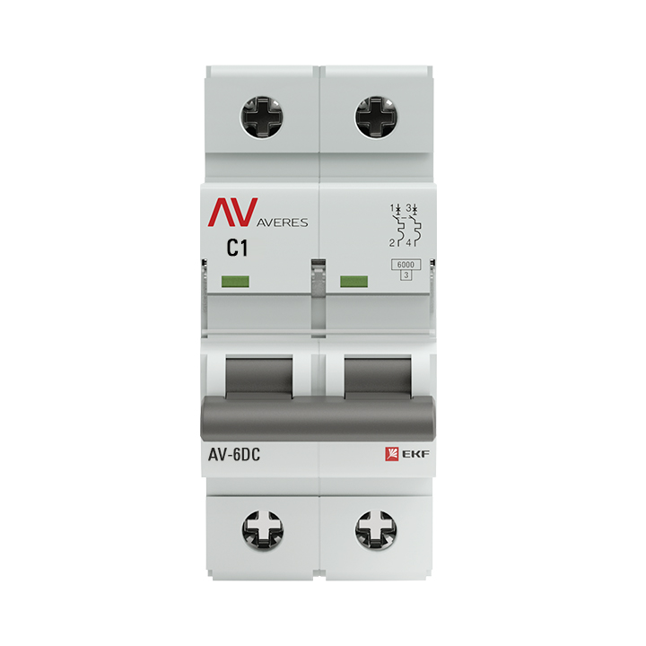 Выключатель автоматический AV-6 DC 2P  1A (C) 6kA EKF AVERES