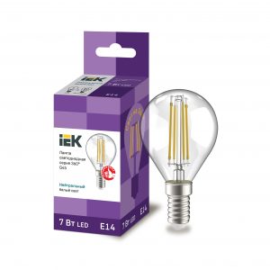 Лампа светодиодная G45 шар прозрачная 7Вт 230В 4000К E14 серия 360° IEK