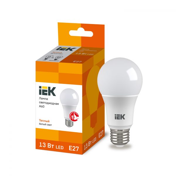 Лампа светодиодная A60 шар 13Вт 230В 3000К E27 IEK
