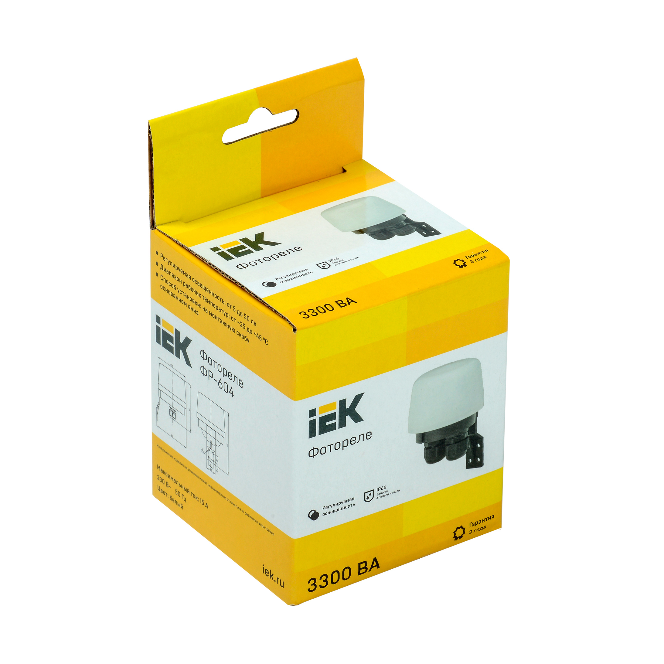 Фотореле ФР-604 3300ВА IP66 белый IEK