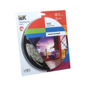 Лента светодиодная 5м блистер LSR-3528RGB54-4.8-IP65-12V IEK-eco