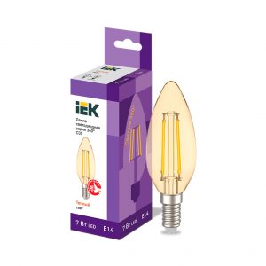 Лампа светодиодная C35 свеча золото 7Вт 230В 2700К E14 серия 360° IEK