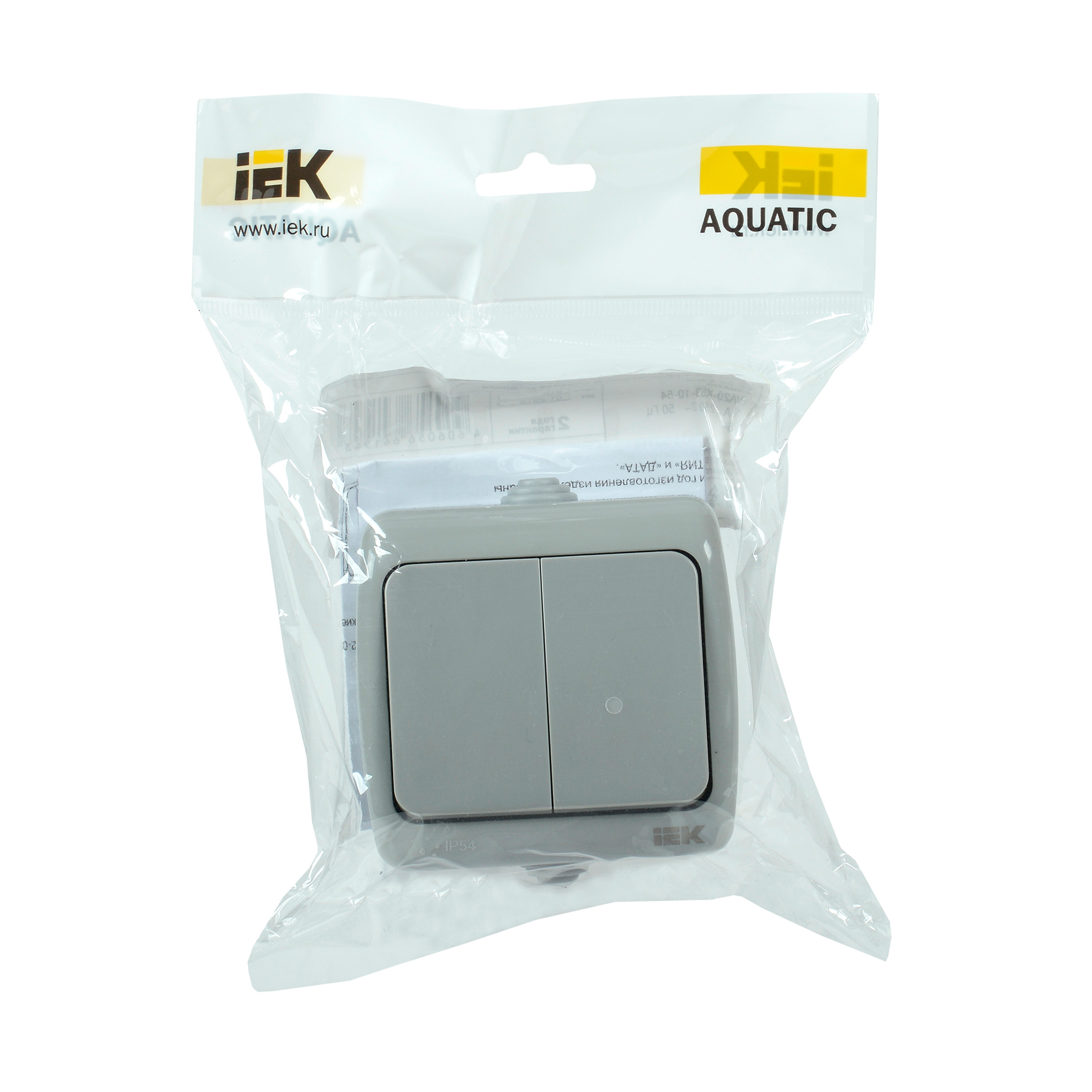 Выключатель 2-клавишный для открытой установки ВС-20-2-0-А 10А IP54 AQUATIC IEK