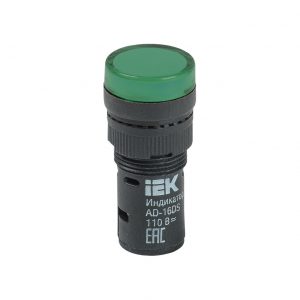 Лампа AD16DS(LED)матрица d=16мм зеленый 110В AC/DC IEK