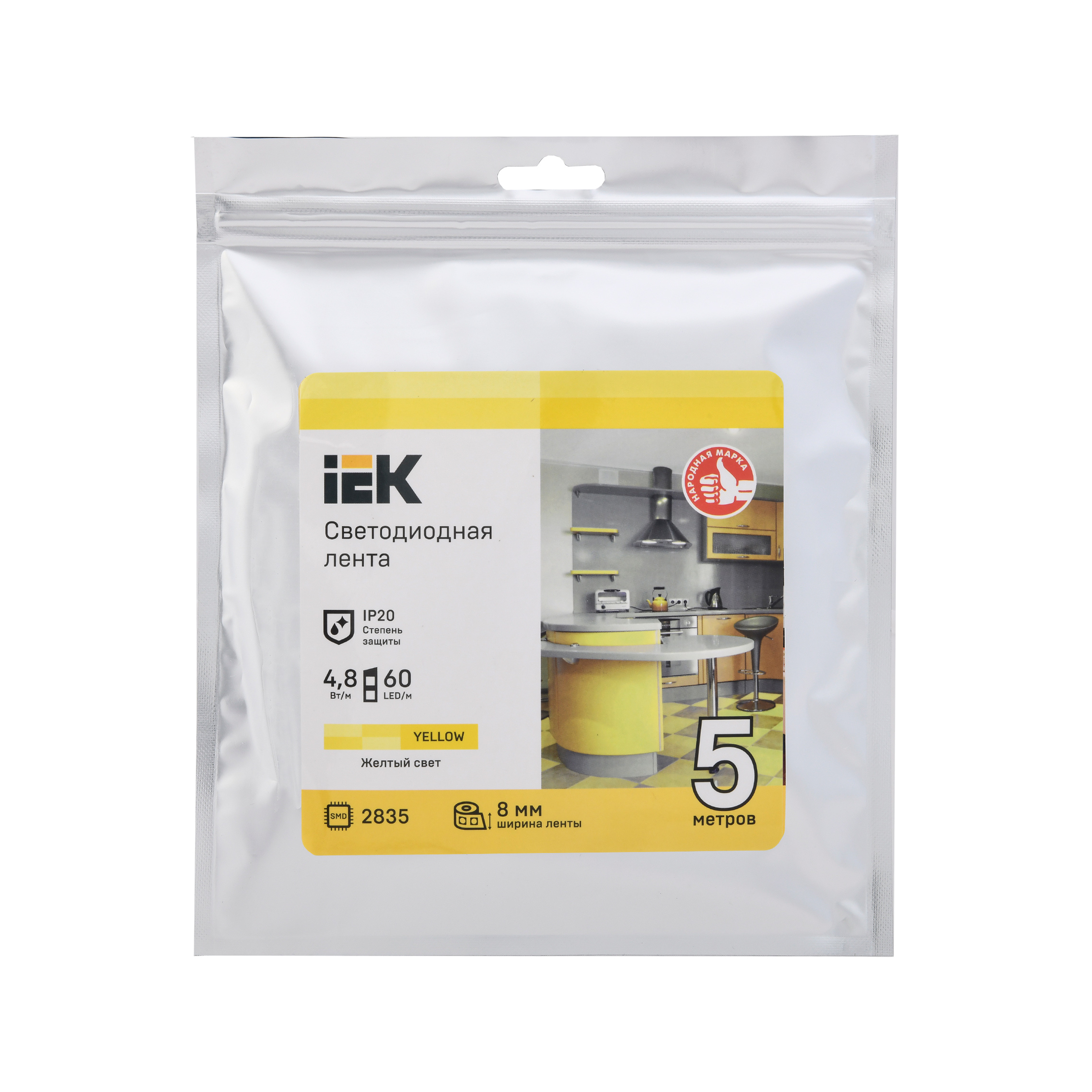 Лента светодиодная 5м LSR-2835Y60-4,8-IP20-12В IEK